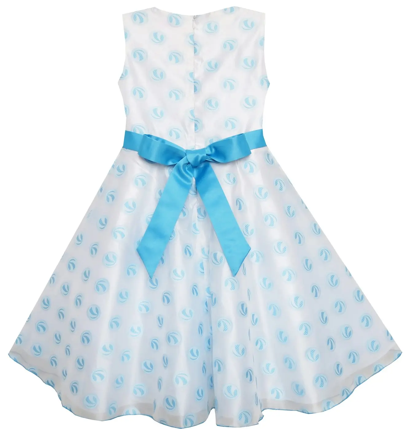 Girls Dress Wedding Gown Tulle Flower Ball With Lace Blue