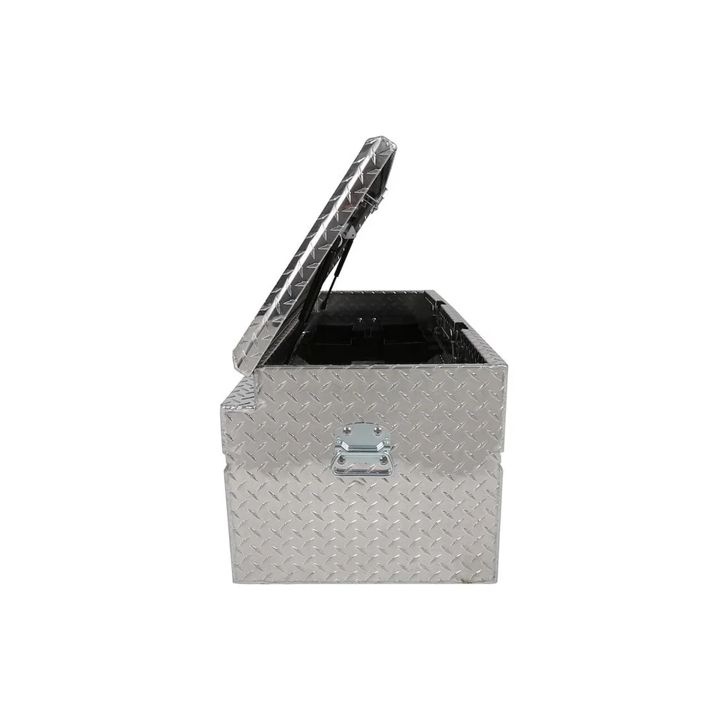 Universal Fit อลูมิเนียมหน้าอกกล่องเครื่องมือปรับยูทิลิตี้ 8 cu ฟุต Heavy Duty Brite-Tread Silver Clear Coat 46.5x19 x