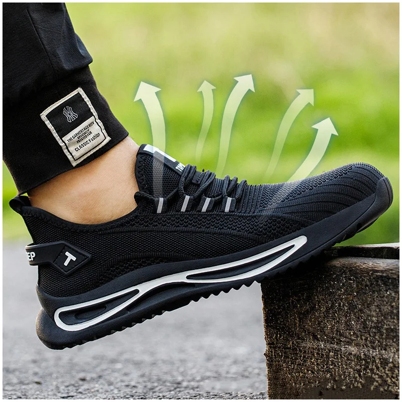 big size mens casual breathable steel toe caps safety shoes air mesh summer working boots worker security sneakers safe footwear