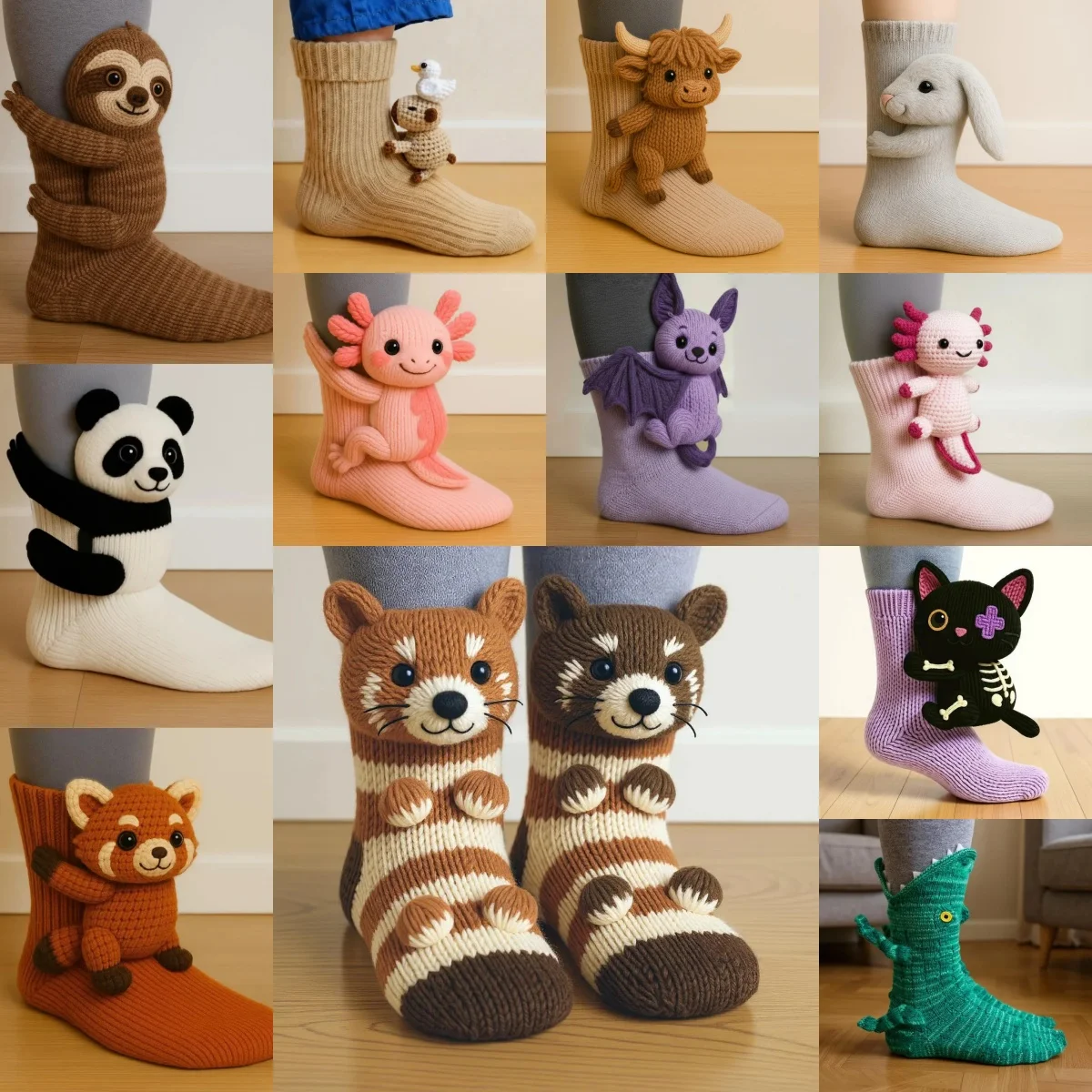 

3D милые вязаные носки с животными, уютные нечеткие зимние толстые теплые плюшевые носки Kawaii для женщин и детей, домашние чулочно-носочные изделия, праздничный рождественский подарок