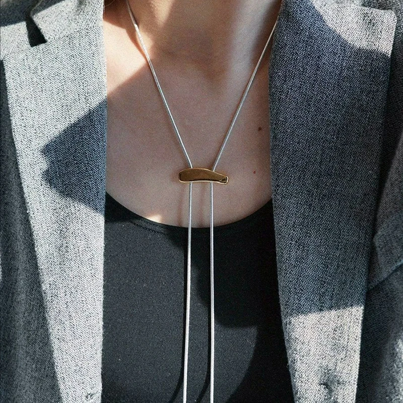 2026 New Metal Long Pull Necklaces for Women Luxury Elegant Silver Color Matte Snake Bone Chain Necklace Jewelry Gifts