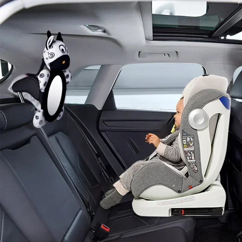 Animals Black White Back Seat Mirror Baby Car Mirror Safety Seat Headrest Rearview Mirror Baby Facing Rear Ward Car Kids Monitor