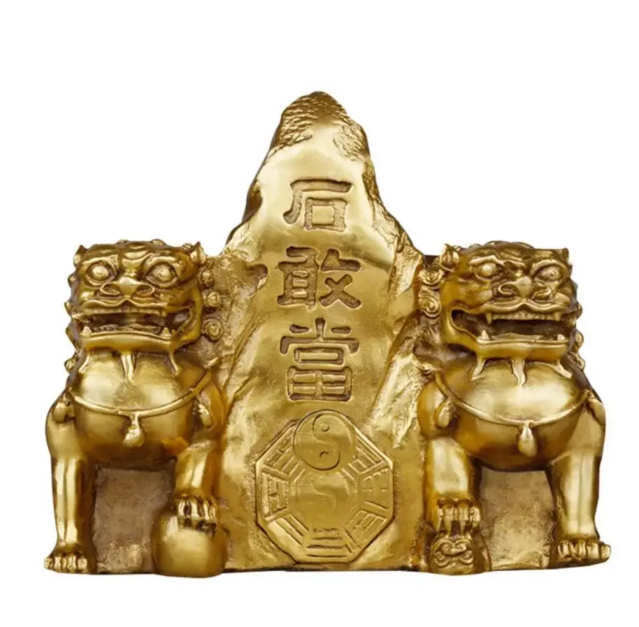 

Copper Statue Kaiguang pure copper Taishan stone can be used as double lion stone can be used as copper lion geomancy ornament