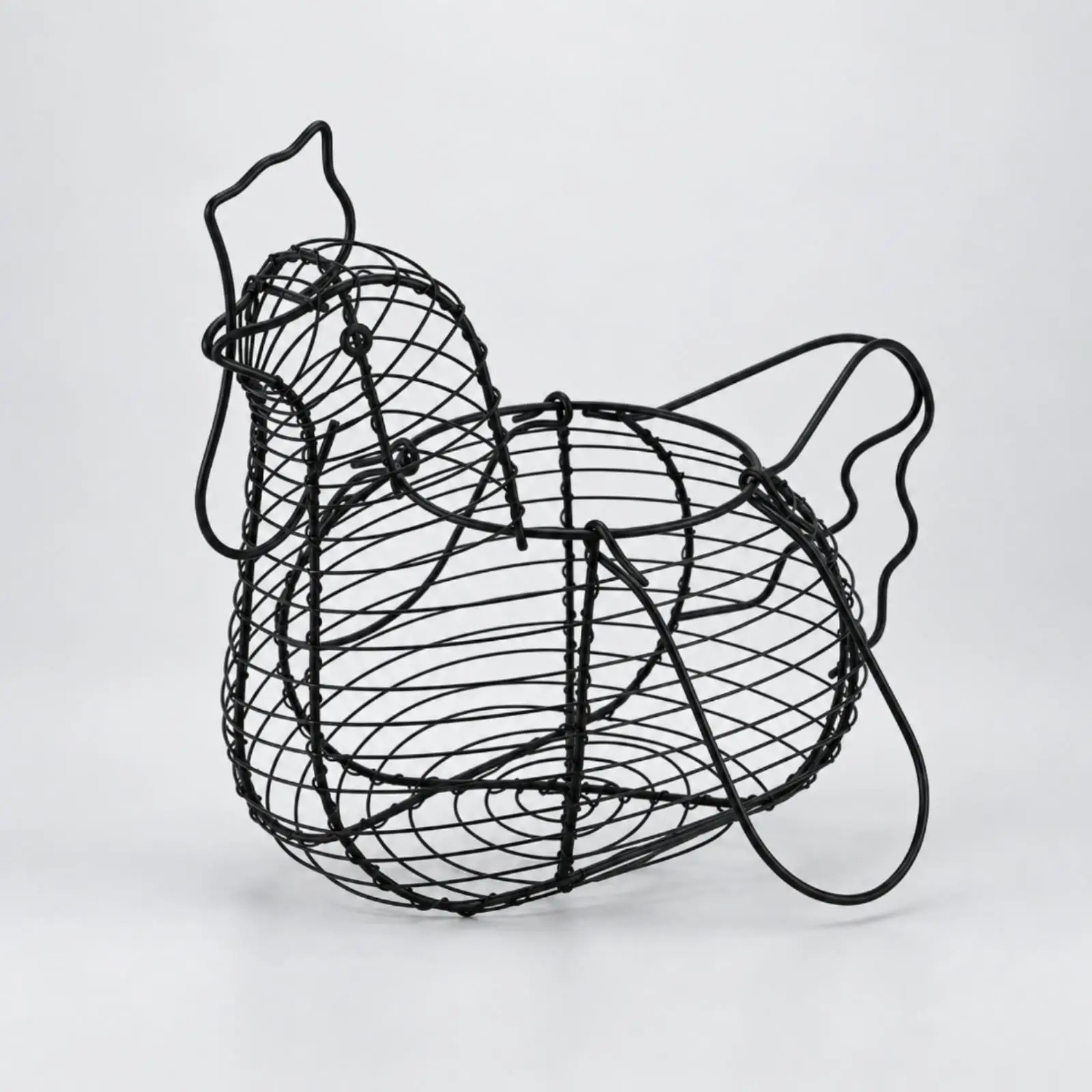 Whimsical Chicken Wire Egg Basket Iron Storage Holder with Openwork Design for Kitchen Organization and Farmhouse Decor Display