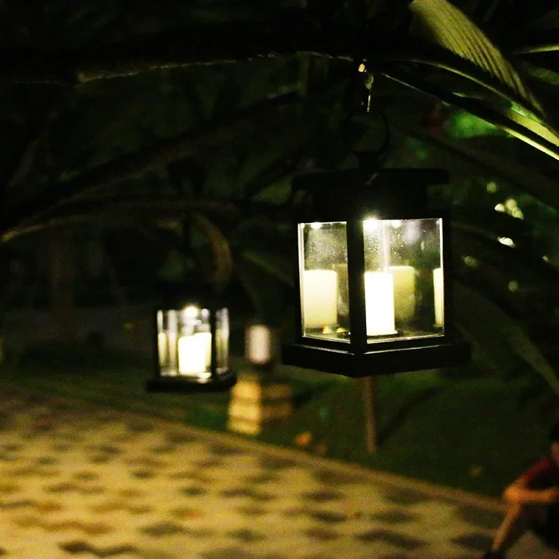 1pcs Garden Decor Outdoor Solar Lights Retro Palace Lantern Lights Hanging Candle Lamps Landscape Lighting Floor Lights