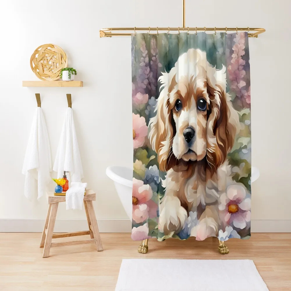 

Cocker Spaniel Puppy Shower Curtain Modern Bathroom Accessories Window Waterproof Bathroom Shower Bathroom Deco Curtain