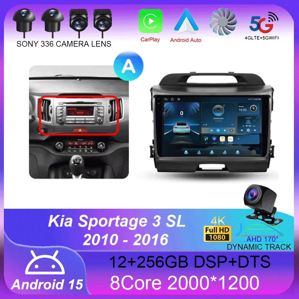 

For Kia Sportage 3 SL 2010 - 2016 Carplay Auto 4G+WIFI GPS Car Radio Navigation Multimedia Video Player Stereo BT Android 15