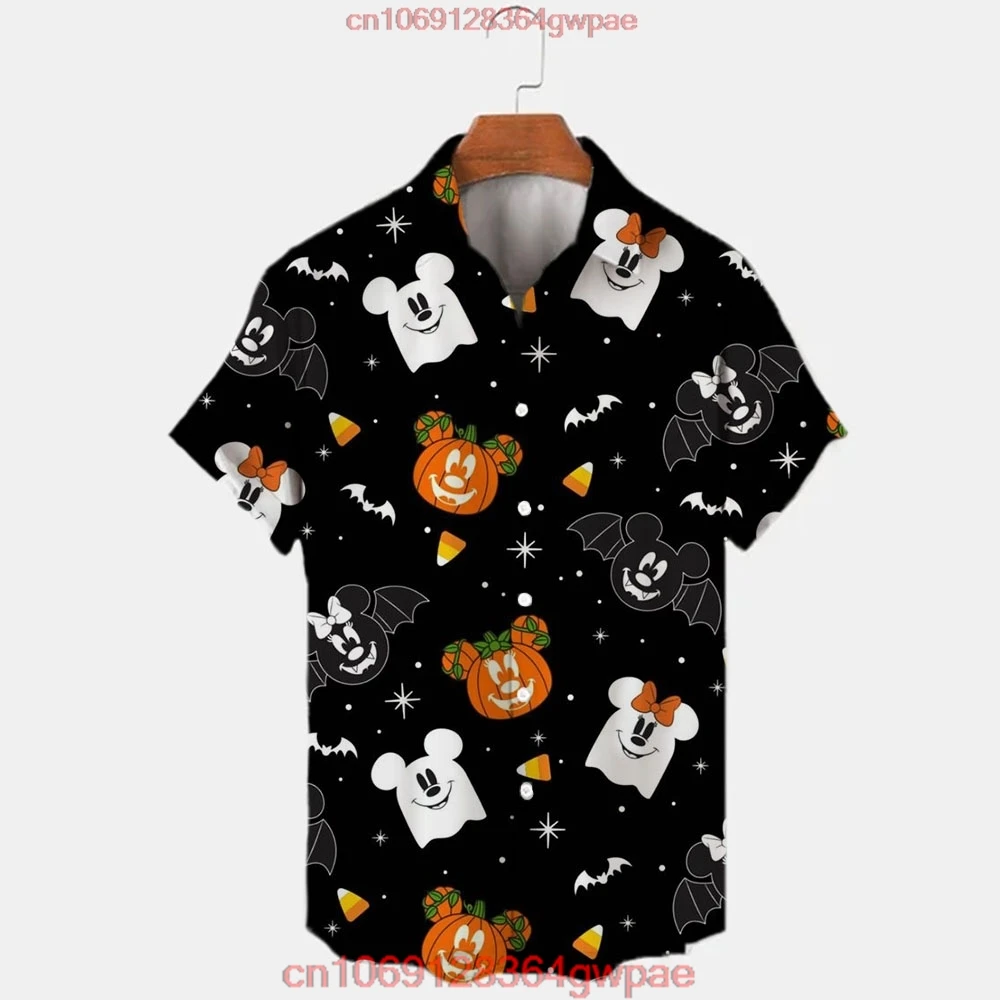 Disney Halloween Hawaiian Shirt Men Women Fashion Short Sleeve Shirt Mickey Halloween Hawaiian Shirt Casual Beach Shirt