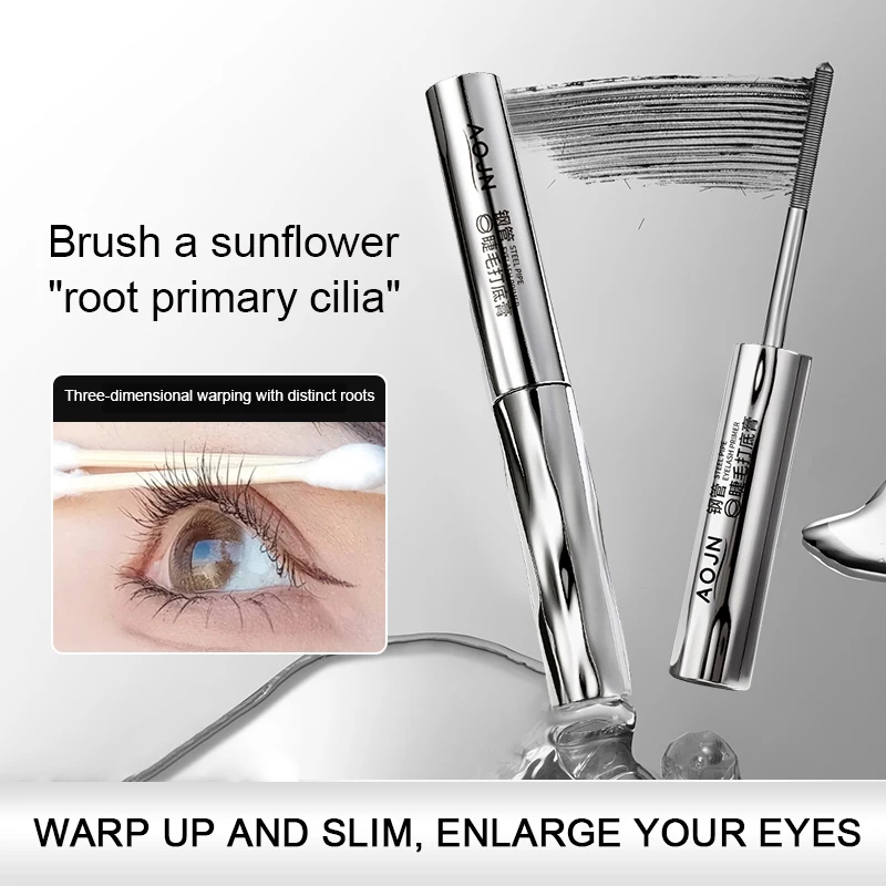 Eyelash Primer Mini Steel Tube Mascara Natural Black 3D Silk Fiber Eyelash Primer Non Smudging Long-lasting Eyelash Long-lasting