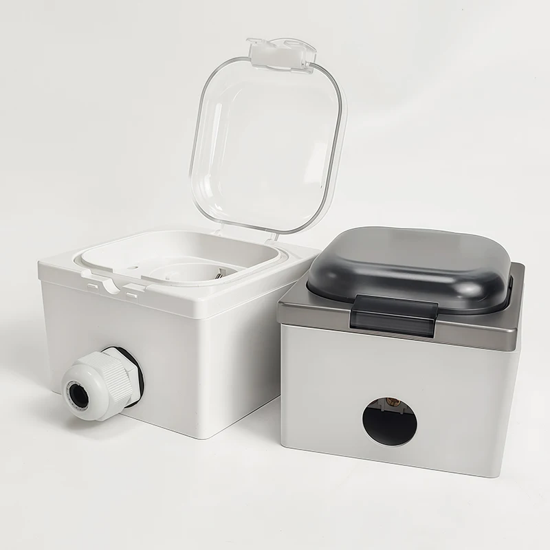 صندوق كهربائي خارجي مقاوم للماء IP65 - صندوق توصيل عالمي (سطح/متدفق) للحمام والمطبخ ومقاوم للعوامل الجوية