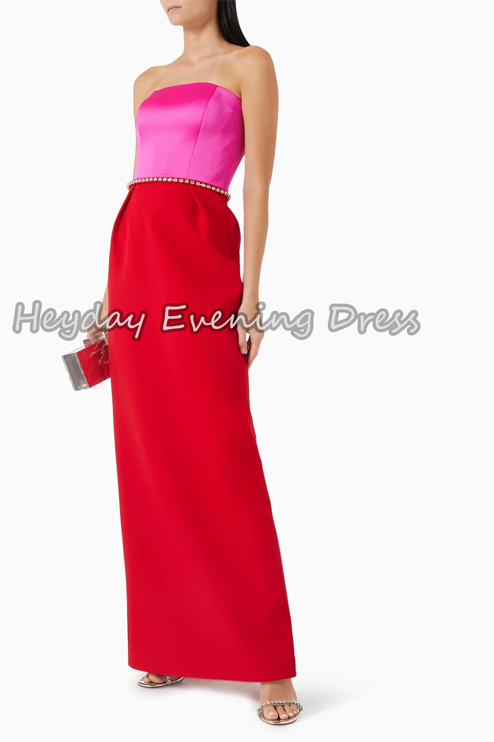 헤이데이 크레이프 스트레이트 스트랩리스 발목 기장 심플 이브닝 드레스 여성용 2025 슬리브리스 사우디 아라비아 우아한 파티 가운