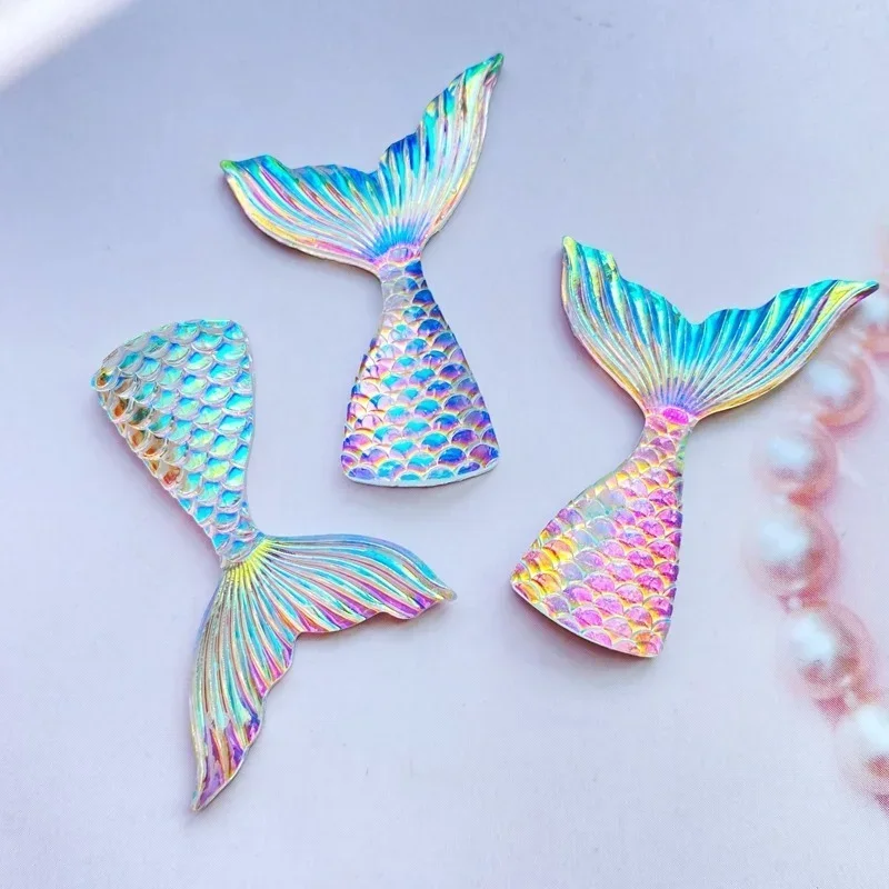 5pcs/set DIY Resin Plated Bottom AB Mermaid Tail Earrings Necklace Bracelet Clothes Decoration Accessories