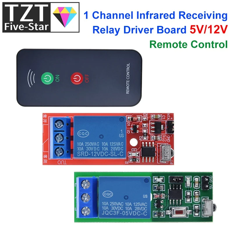 IR 1 Channel Infrared Receiver Driving Switch Relay Driver Module Board 5V / 12V + Active Remote Controller