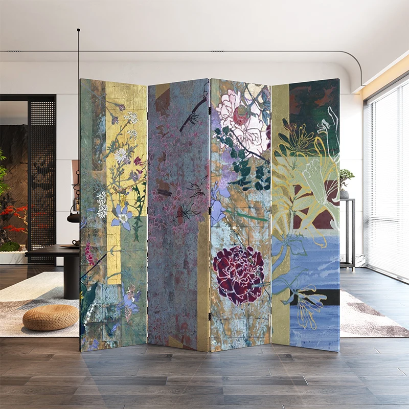 

HHRetro Screen Partition Living Room Sofa Home Mobile Baffle Chinese Folding Screen