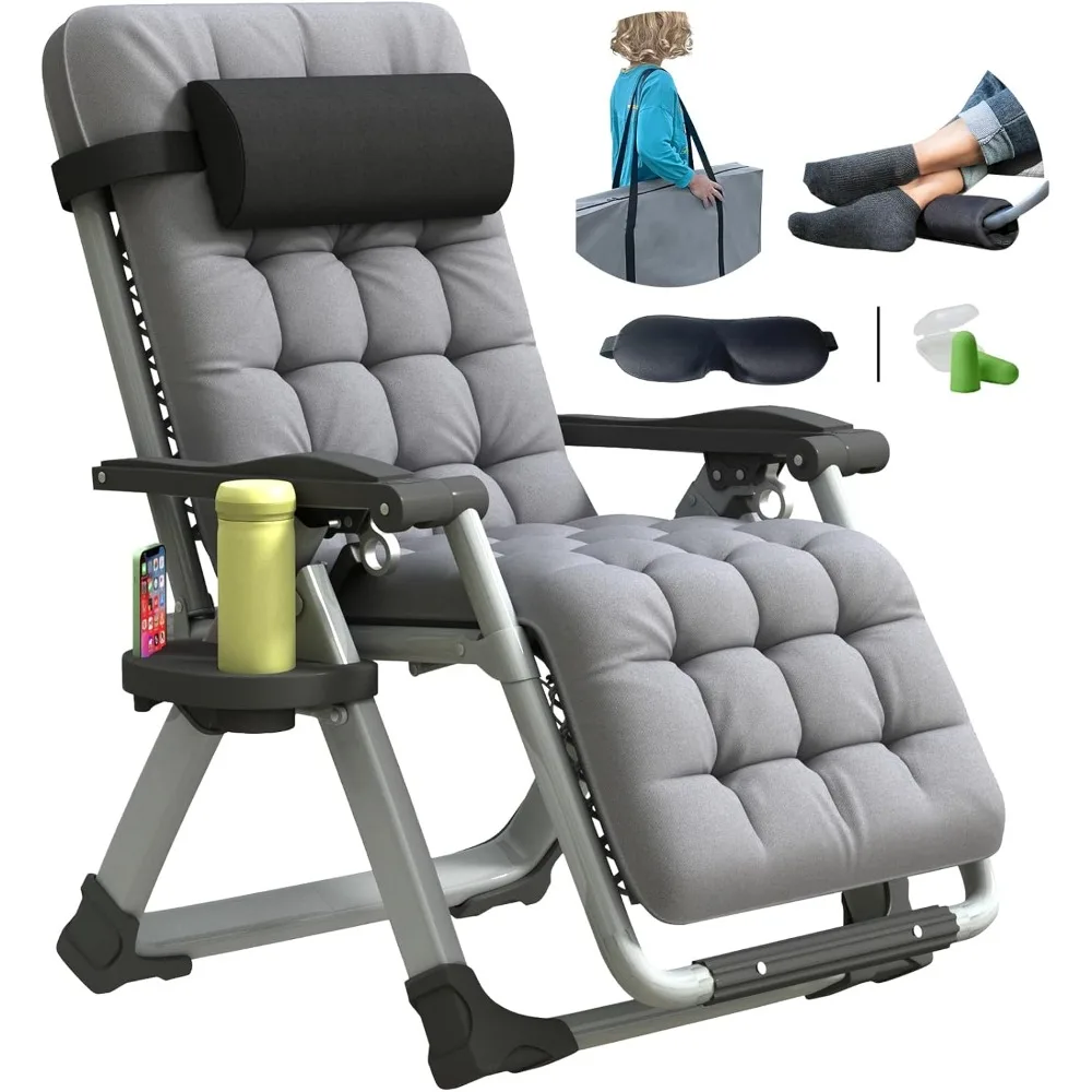 

Oversized Zero Gravity Chair, XL Lounge Chair 29” Width, Padded Recliner Chair W/Removable Cushion & Adj Headrest, Storage Bag