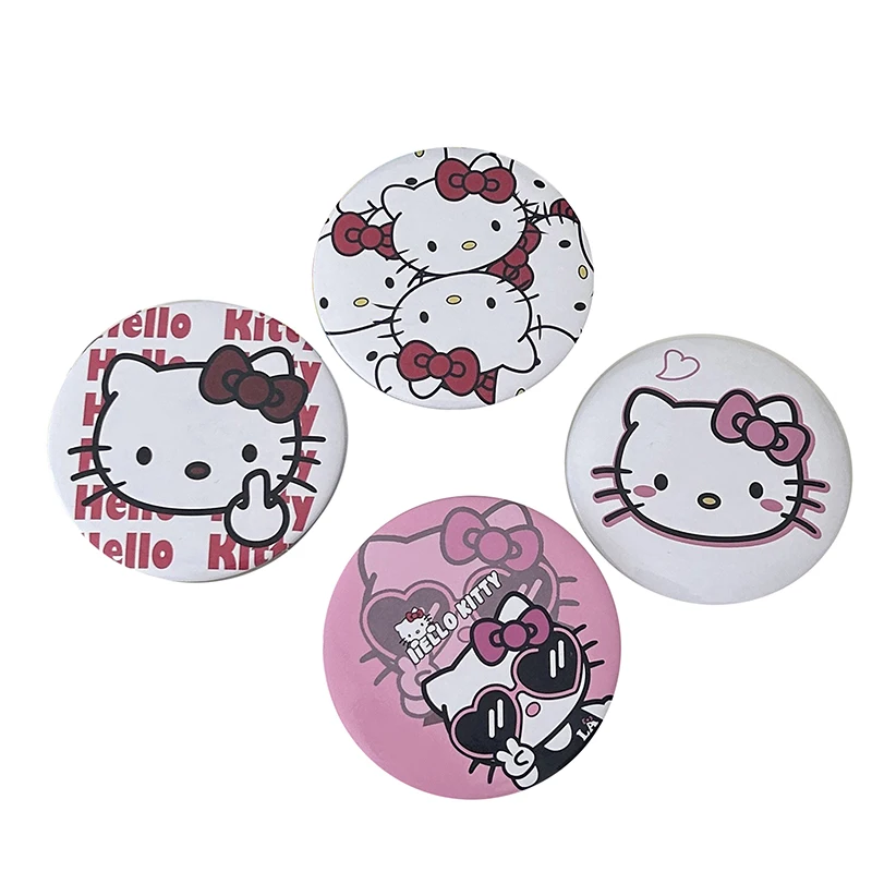 Sanrio Anime Kawaii Cute Hello Kitty Makeup Mirror Cartoon Sliding Cover Portable Small Round Mirror Gifts For Girls