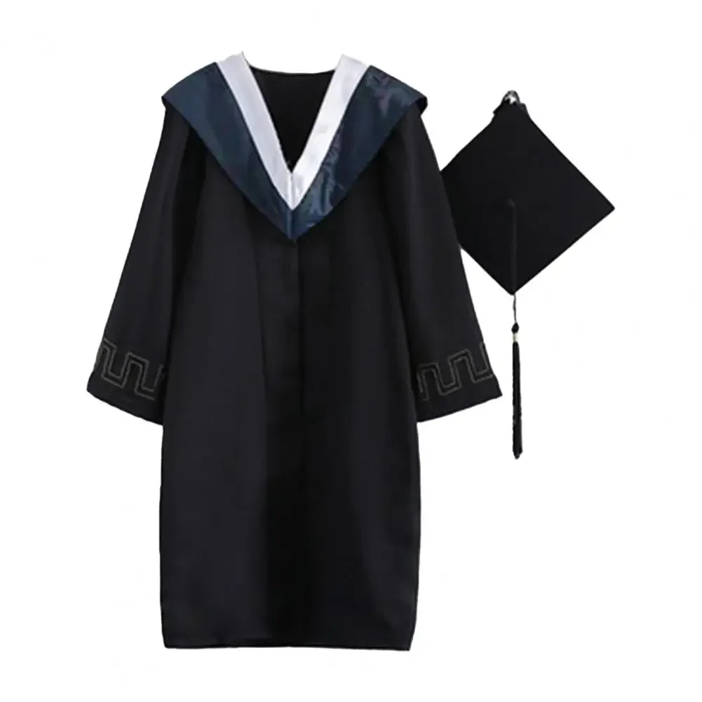 Afstudeeruniform Jurk Pet Unisex Afstuderen Bachelor Kostuum School Universiteit Diploma Uitreiking Baccalaureaat Jurk