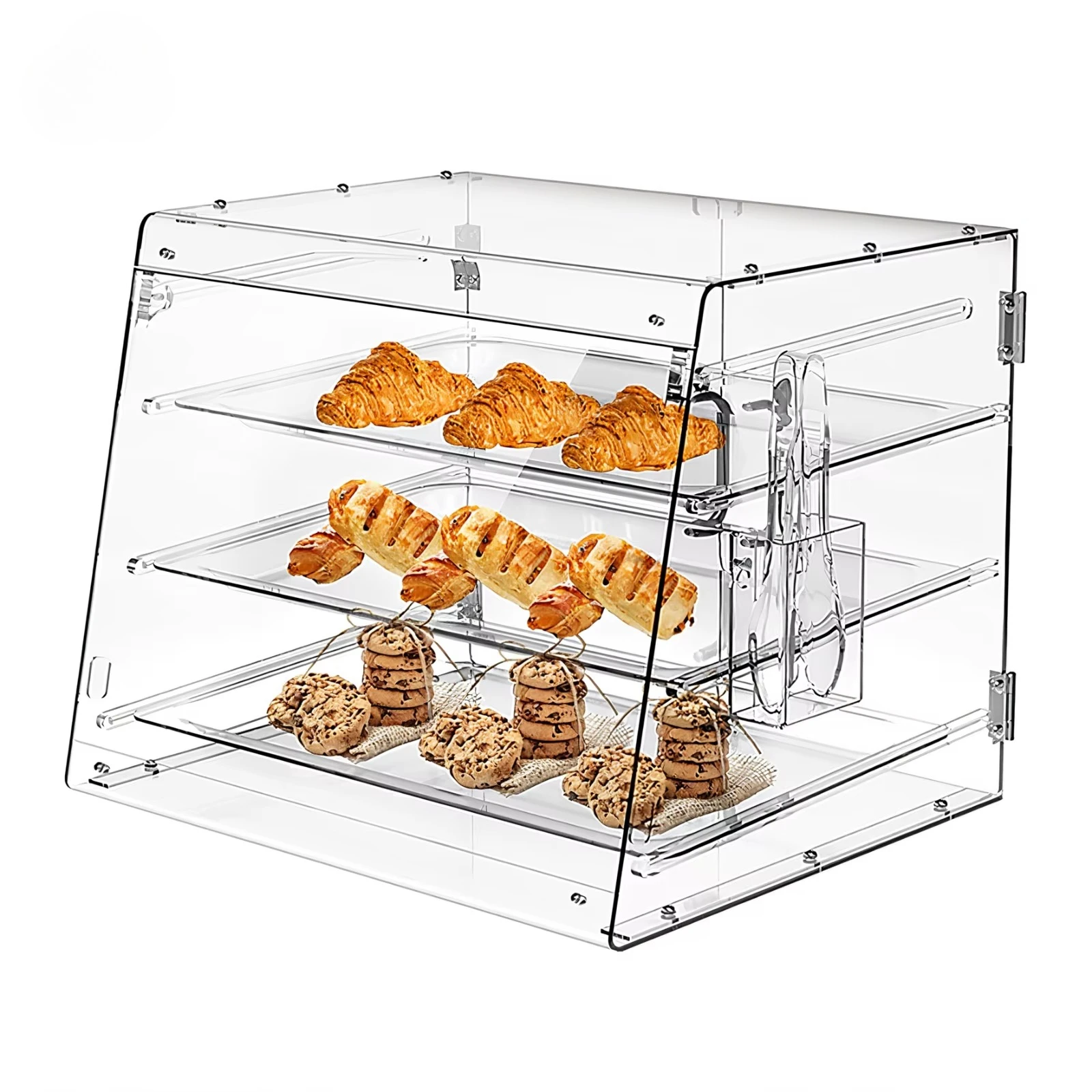 Manufacturer Customized OEM/ODM Acrylic Pastry Display Stand Rack Shelf Case, Arylic Bread Display Lockable Food Display Case