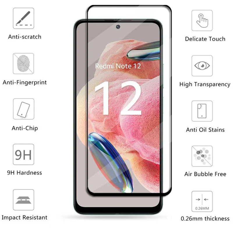 Xiaomi Redmi Note 12 Screen Protector Tempered Glass Redmi Note 12 Glass Protective Phone Lens Film Redmi Note 12 کے لیے