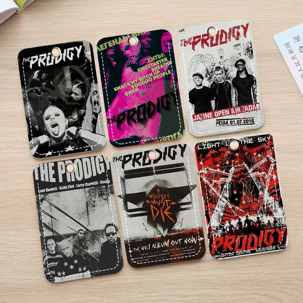 

Band P-Prodigy Rectangle ID Card Case Keychain Access Card Bag Key Tag Ring Leather Card Holder Key Ring Access