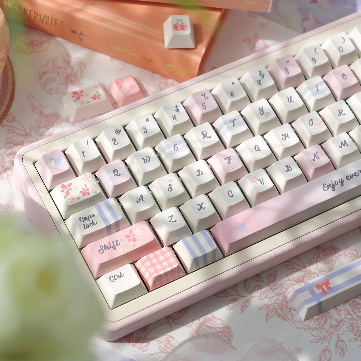 

Blue/Pink Grid Keycaps PBT Dye-Sublimation Cherry Profile keycaps 152 keys Cute Keycap Sets For MX Cherry Mechanical keyboard