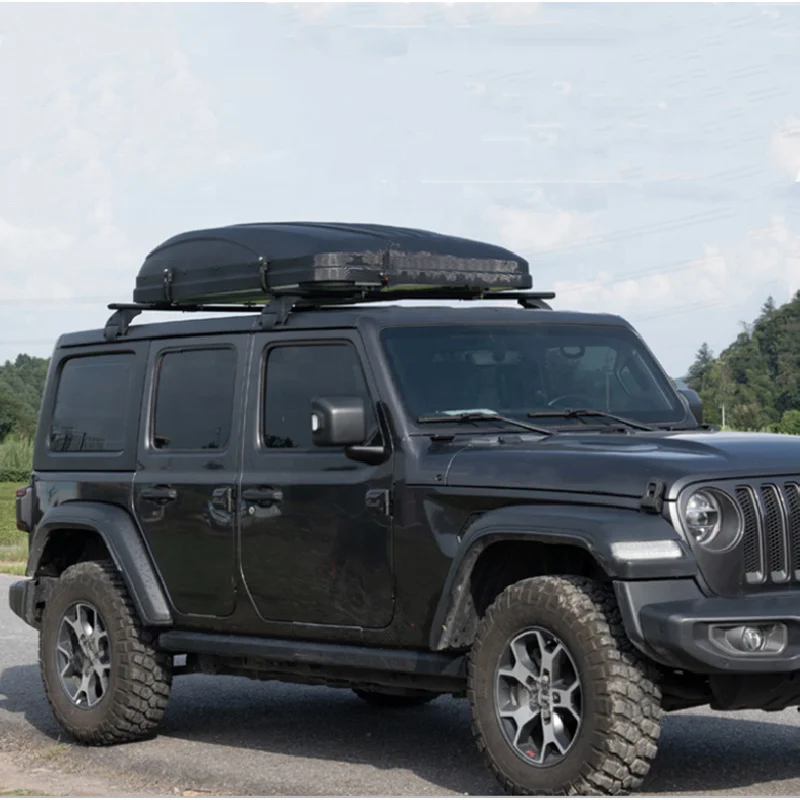 Clamshell Style ABS Hard Shell Roof Tent, Waterproof Lightweight All Weather Unit Mounts On SUV Truck Roof Rack