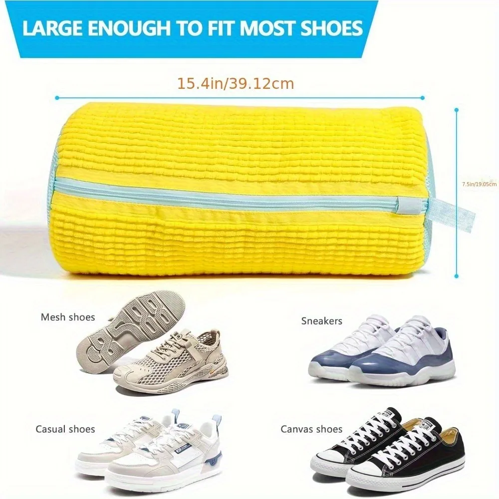 Durable Shoe Washing Machine Bag for All Shoe Types-Yellow with Blue Zipper,Ideal for Sneakers and Casual Shoes,Laundry Wash Bag view 5