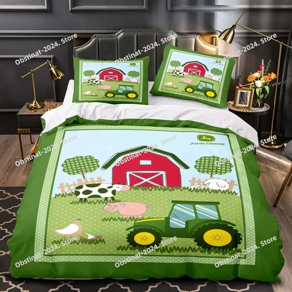 

Boys Tractor Printed Bedding Set Men Construction Cars Pattern Comforter Cover for Kids Heavy Machinery Vehicles Duvet Cover