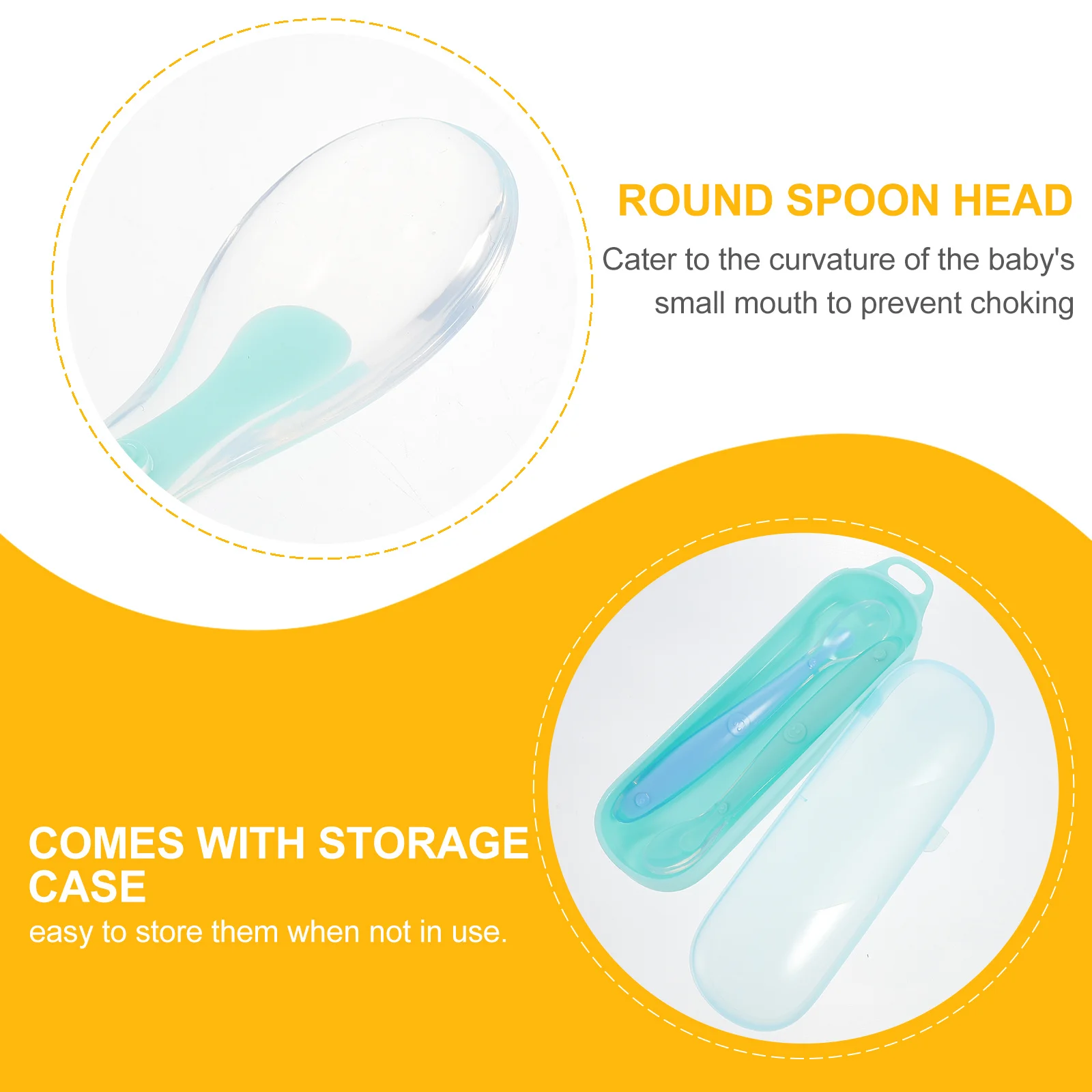 

2 шт., набор ложек для детского питания, детские силиконовые ложки, тренировочная посуда для самостоятельного кормления, посуда для кормления малышей, чехол для хранения