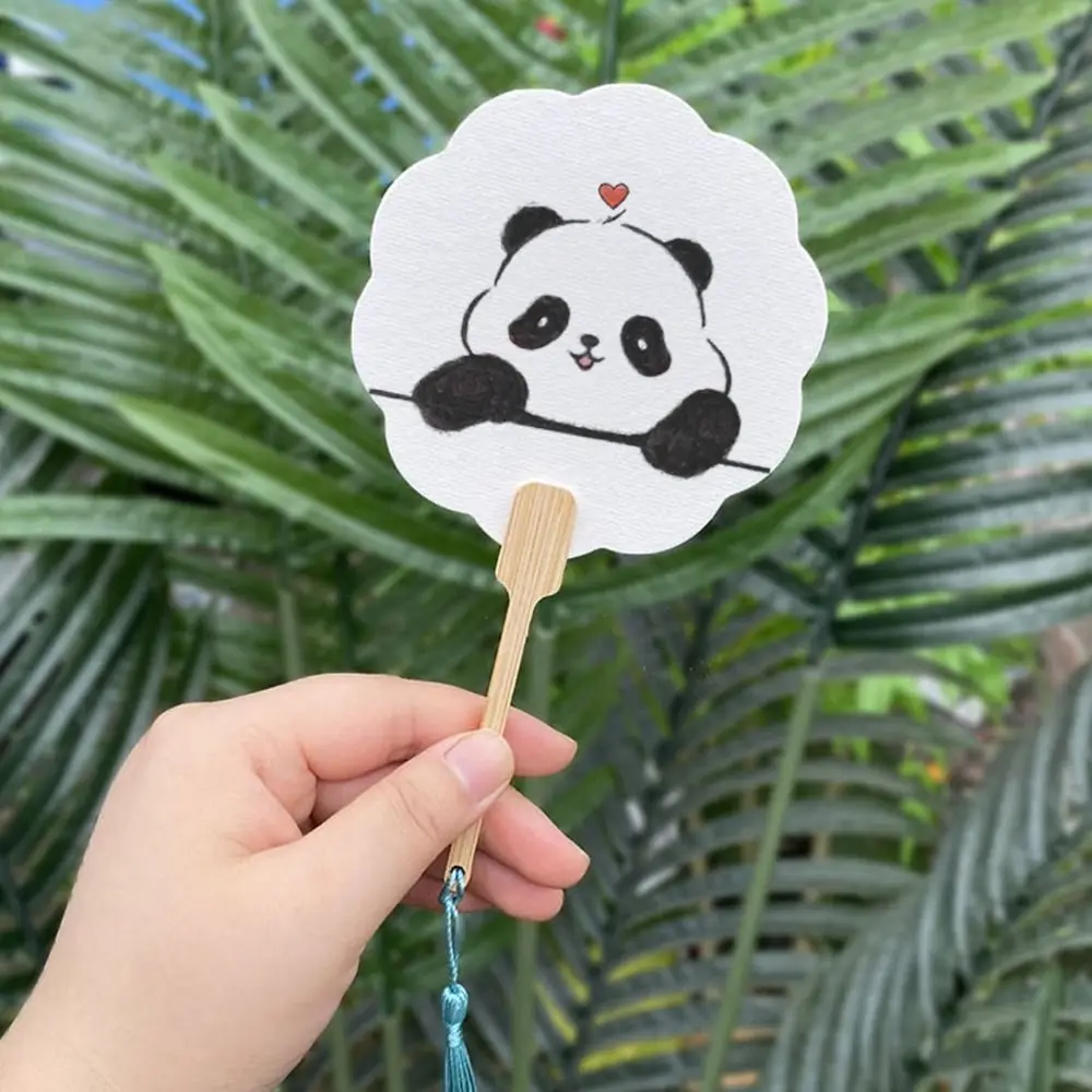 Portable Chinese Style Mini Graffiti Fans Round Xuan Paper Blank Painting Fans Unfinished Handmade Paper Hand Fan Hanfu