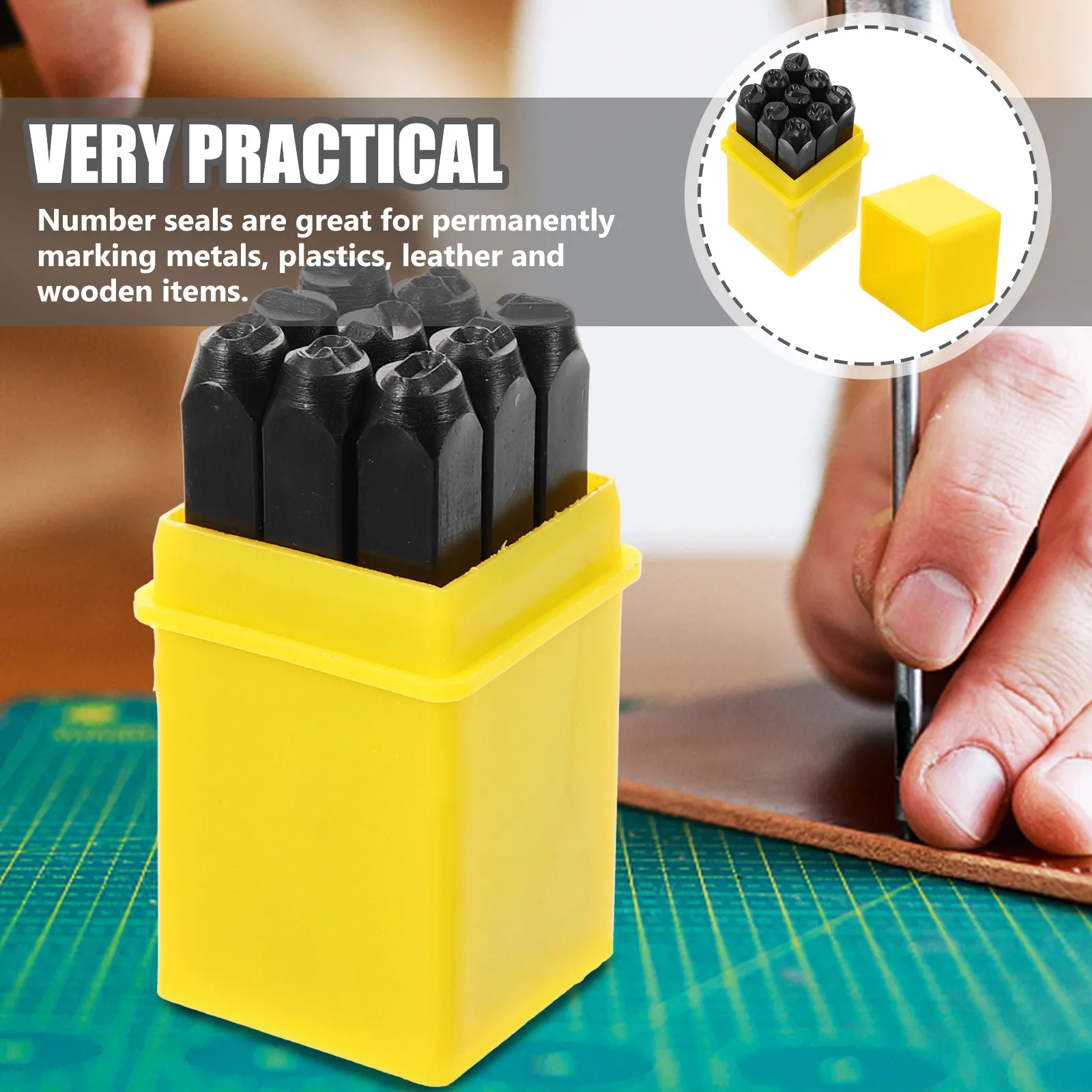 9Pcs Digital Steel Number Punch Set Heavy Duty Metal Stamping Kit for Crafts Jewelry Making Engraving Names Addresses