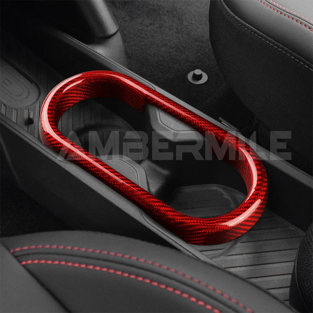 

Real Hard Crbon Fiber for BMW Mini Cooper E SE J01 EV Electric J05 Aceman 2024 2025 Car Center Water Cup Holder Cover Sticker