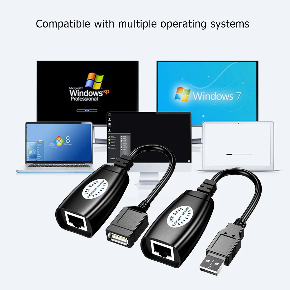 HW-RJ11 USB to RJ45 Extension Cable Ethernet Connector Line 50m Signal Amplifier