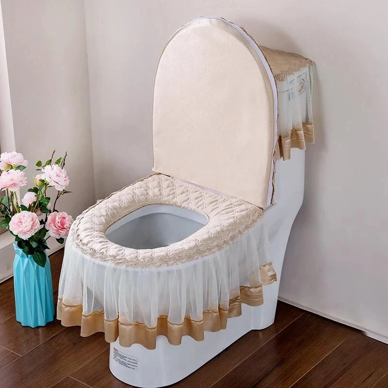 Toilet Cushion Cover Set, U-type Zipper Seat Mat, Toilet Pad, WC Accessories, Hotel Supplies, Winter, 3 Pcs