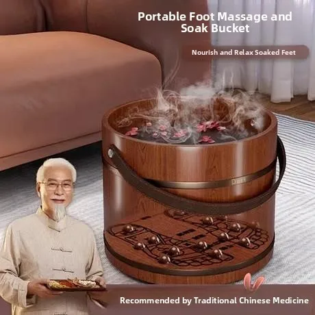 

Ce Wood Foot Bath Tub Home Use Leg Massage Health Care Steng Barrel Constant Temperature Welln Foot Soaking Buet