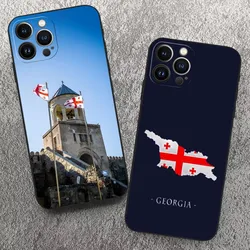 Georgia Flag Phone Case for Iphone 15 14 13 12 11 Pro Max Xr X Xs Mini 8 Plus SE 2022 Black Soft Silicone Cover