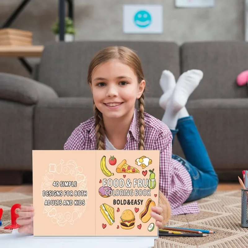 New Children Sweet Heart Educational Creative Graffiti Notebo Coloring Book Montessori Drawing Food Fruit Color Markers Painting