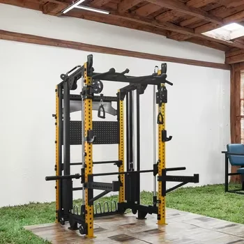 رف سميث القرفصاء متعدد الوظائف لتدريب القوة وتمارين كمال الأجسام والتي يهدف الصدر والساقين والظهر والأذرع ثلاثية الرؤوس