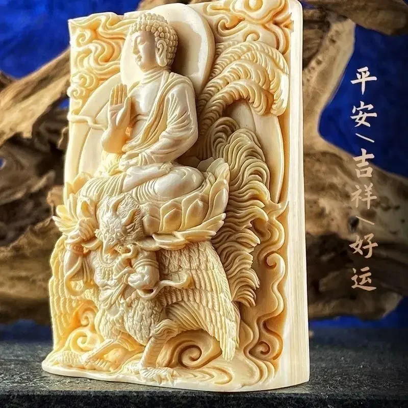 Lucky Ivory Fruit Carved Tathagata Patron Saint  Zodiac Sheep Monkey Pendant Men and Women's Brand Bless Peace Health and Wealth