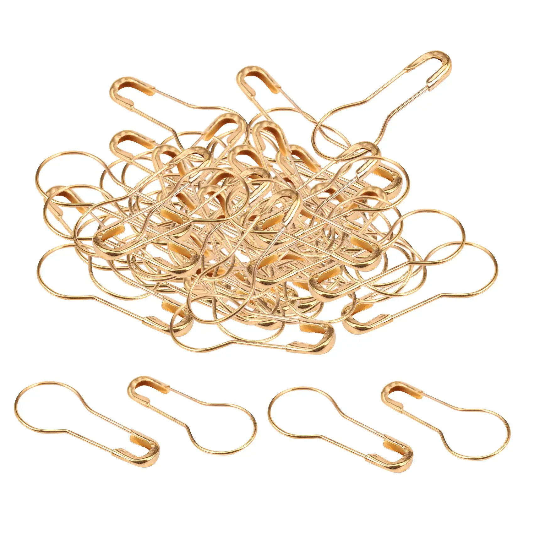 Gourd Hooks Calabash Shape Safety Pins Swing Tag 100 Pcs Gold Tone