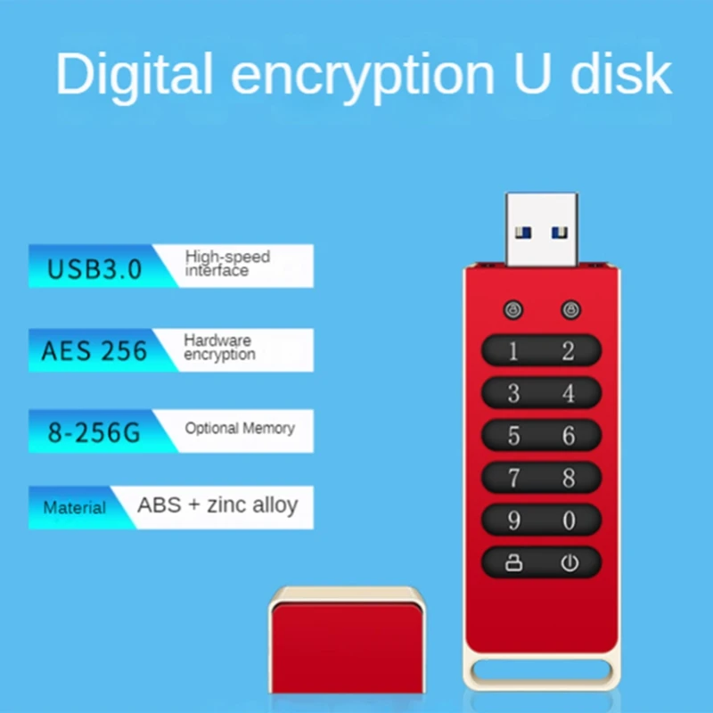 Secure USB Drive, 32GB Encrypted USB Flash Drive Hardware Password Memory Stick with Keypad USB 3.1 Disk Flash