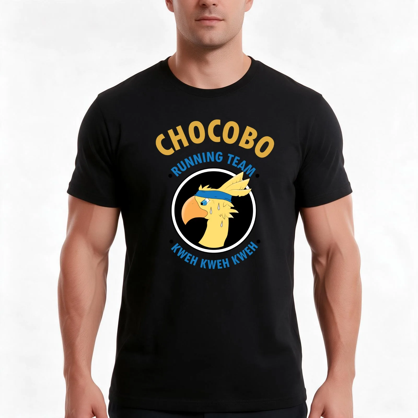 Chocobo - Running Team T-Shirt, Summer Casual Cotton Tee, Oversized Streetwear Tops, Vintage Graphic Print, Unisex Men Women