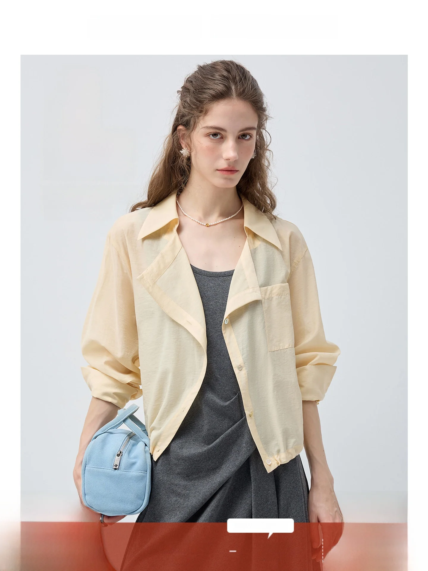 

Large Size Women's ort Collared irt Sun Protection Loose Fit Spring Outerwear Slimming Effect Casual Button up Top