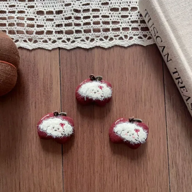 

Handmade Red Apple Dog Brooch Hair Accessory DIY Plush Craft for Kids Shoes Socks Bag Hat Clothing Decoration High Quality