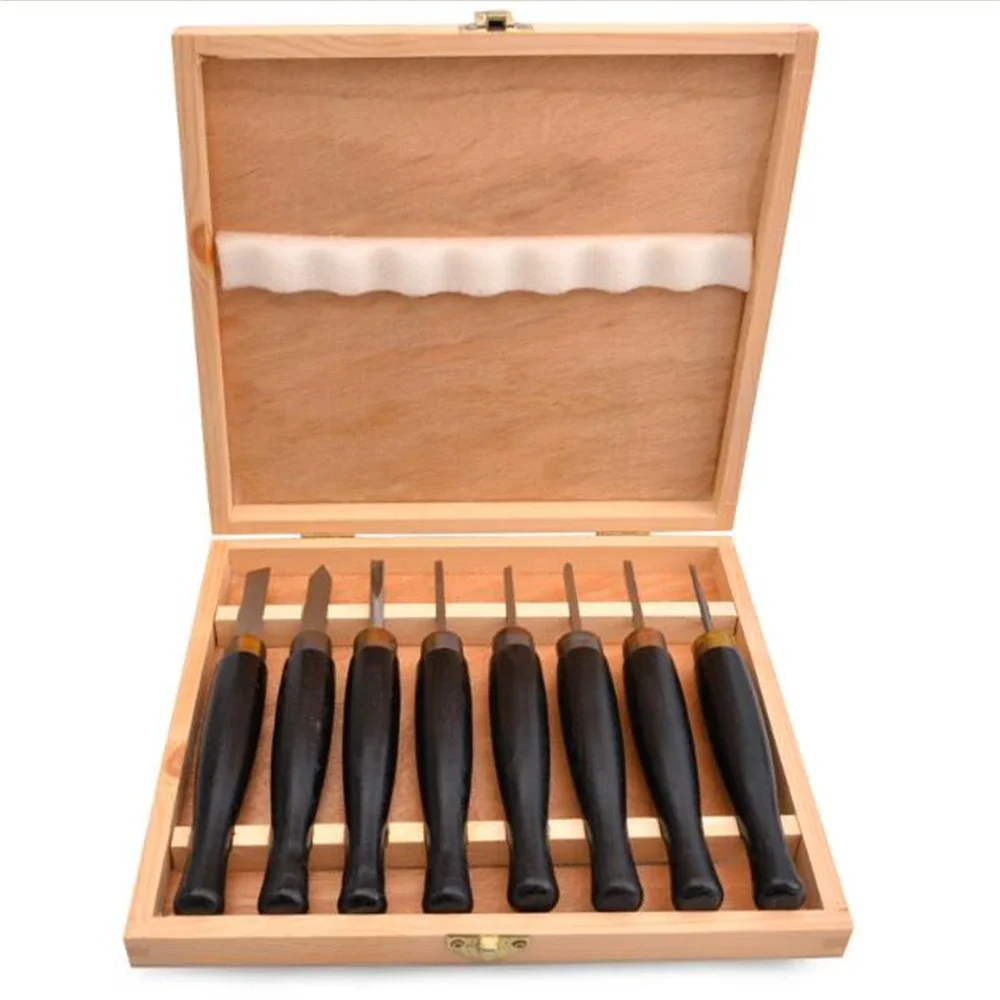 1SET,Woodworking Semi-circular Turning Tool Set High Speed Steel Cnc Lathe Tool Lengthened Hardwood Knife Wooden Box