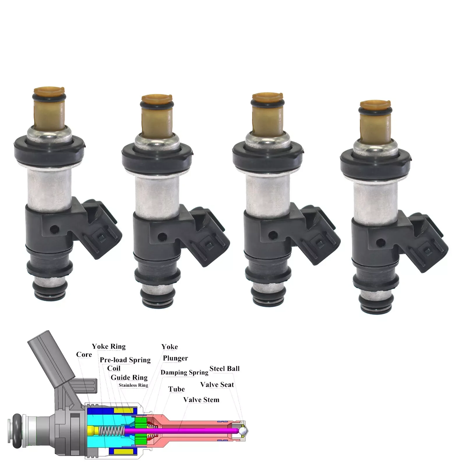 

High quality 4pcs Fuel Injector 06164-P8E-A00 for 2001-04 Honda Odyssey Civic Acura CL TL MDX 842-12279 FREE SHIPPING!!!