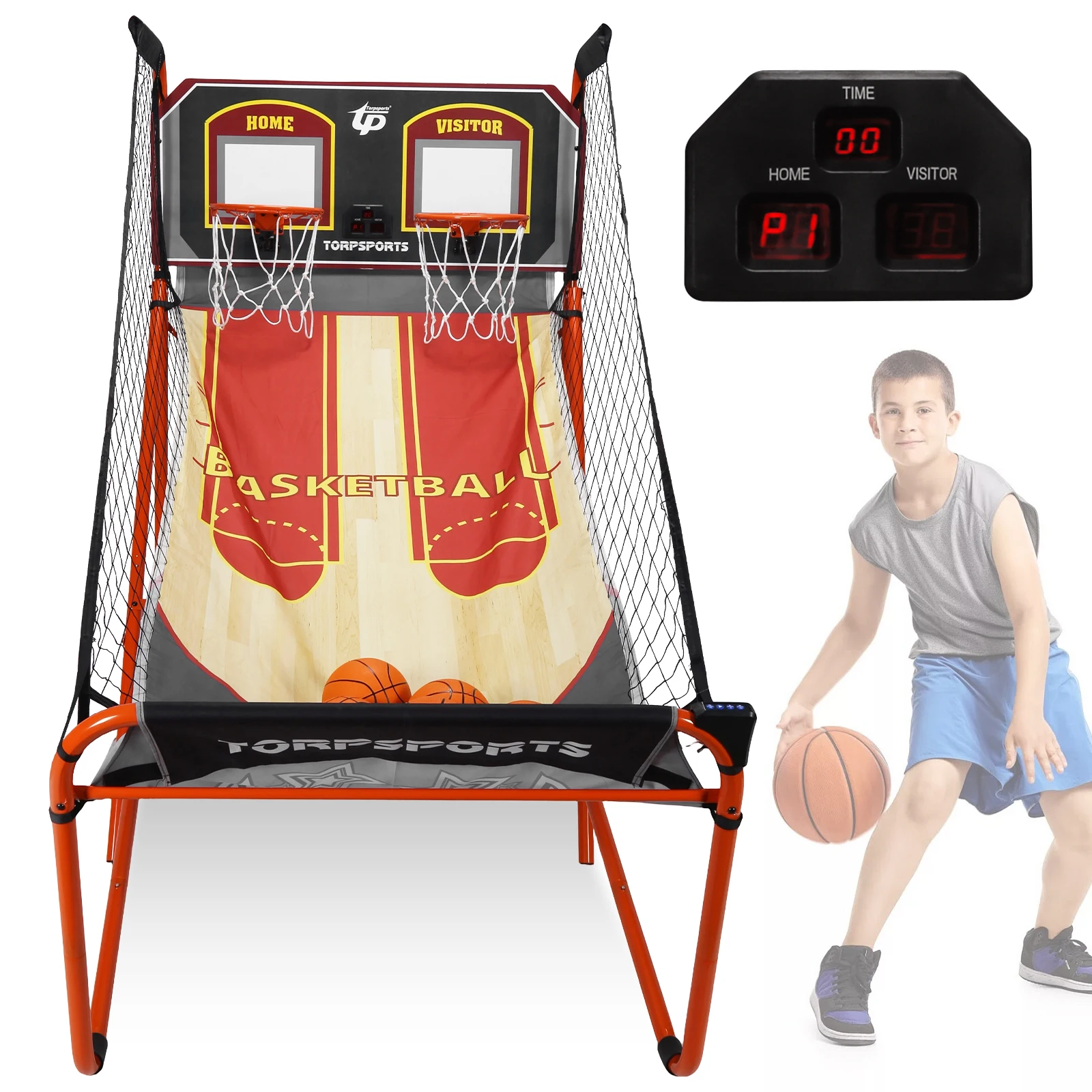 Dual Basketball Shooting Machine Quickly Assembled Shooting Game Machine Two-player Game Indoor Basketball Rack for Easy Storage