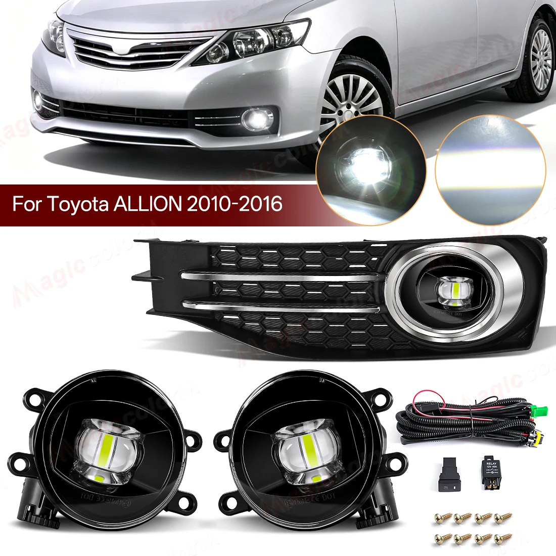 Fog Lamp Assembly For Toyota Alliow 2010-2016 Fog Light Fog Lamps Front Bumper Halogen LED White Foglights Car Accessories