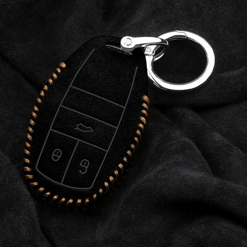 For Bentley Bentayga Flying Spur Continental Mulsanne 23-24 Suede Smart Key Keyless Remote Entry Fob Case Cover Car Accessories