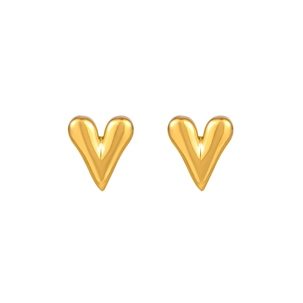 316L Stainless Steel Heart Stud Earrings for Women 18K Gold Color Plated Waterproof Charm Trend Basic Daily Jewelry Gift